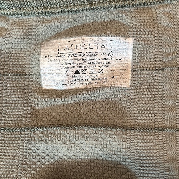 Athleta Olive Green Rushed Work Out Striped Short Sleeve Shirt Medium - Picture 6 of 9